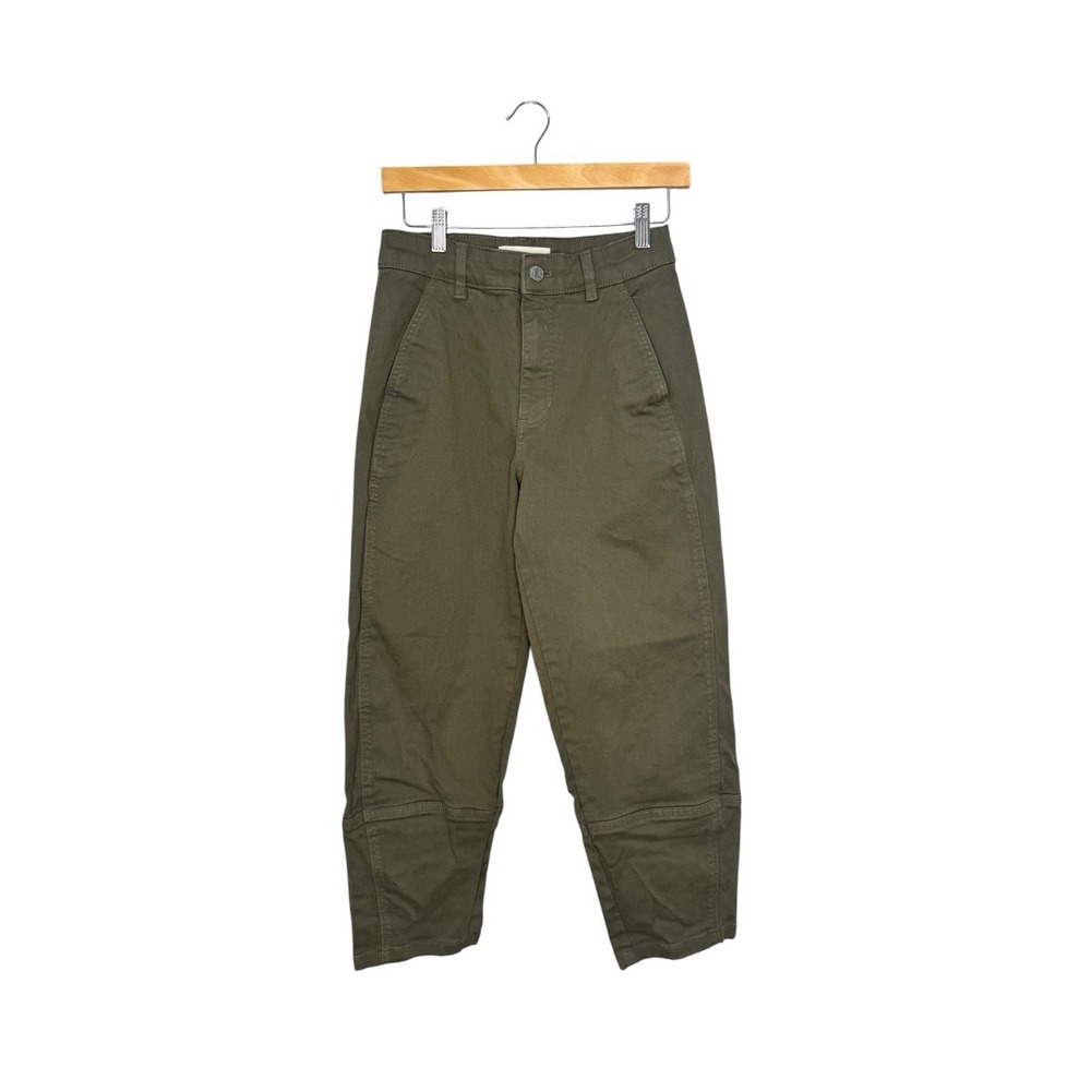 Everlane The Utility Barrel Pant Women's Size 2 Olive Green Organic Cotton Ankle